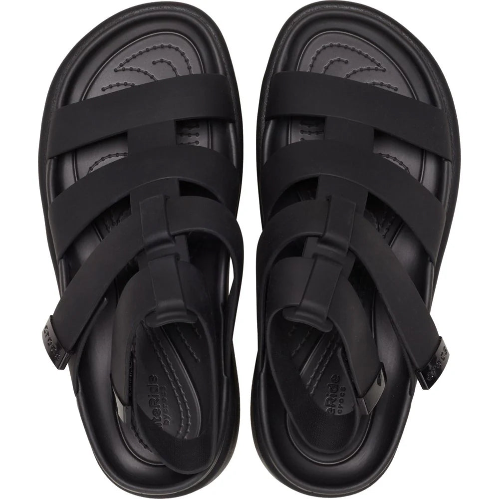 Black - Close up - Crocs Womens-Ladies Brooklyn Luxe Gladiator Sandals
