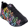 Black-Multicoloured - Front - Skechers Womens-Ladies Uno Lite Heart Of Hearts Trainers