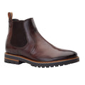 Dark Brown - Front - Base London Mens Cutler Washed Leather Chelsea Boots