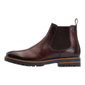 Dark Brown - Side - Base London Mens Cutler Washed Leather Chelsea Boots