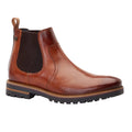 Burnt Tan - Front - Base London Mens Cutler Washed Leather Chelsea Boots