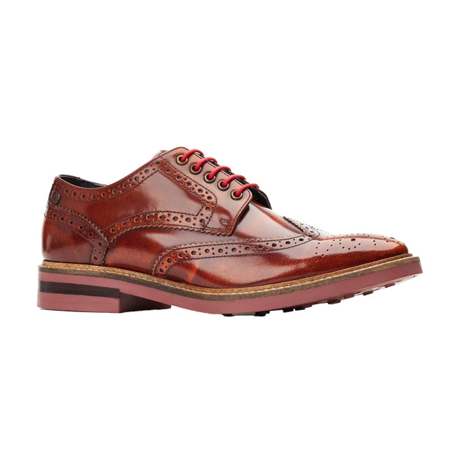 Tan - Front - Base London Mens Woburn Hi Shine Brogues