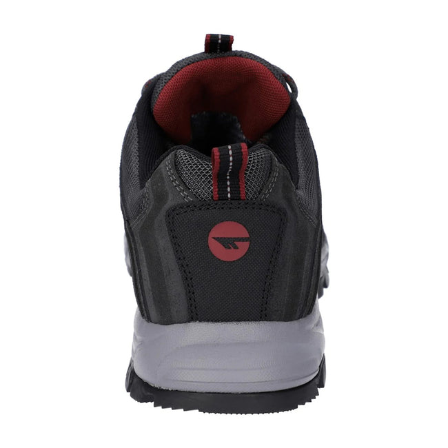 Graphite Grey-Dark Red - Back - Hi-Tec Mens Auckland Lite Suede Walking Shoes