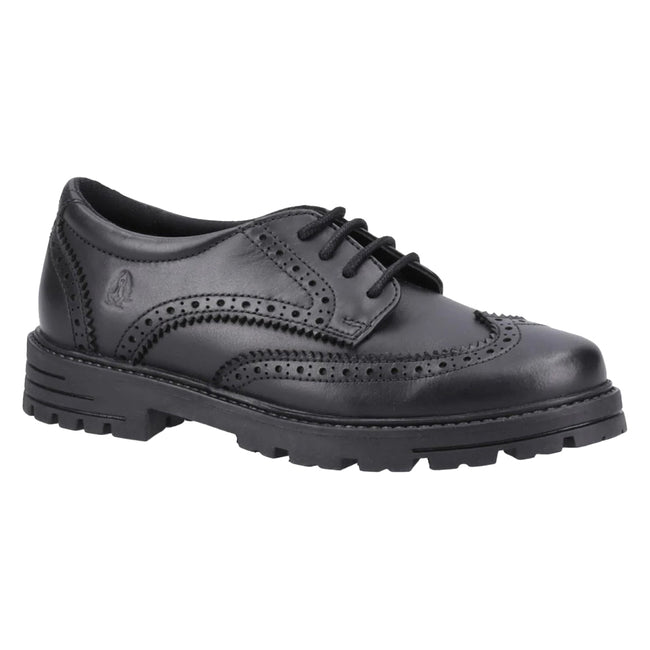 Black - Front - Hush Puppies Girls Maxine Leather School Shoes