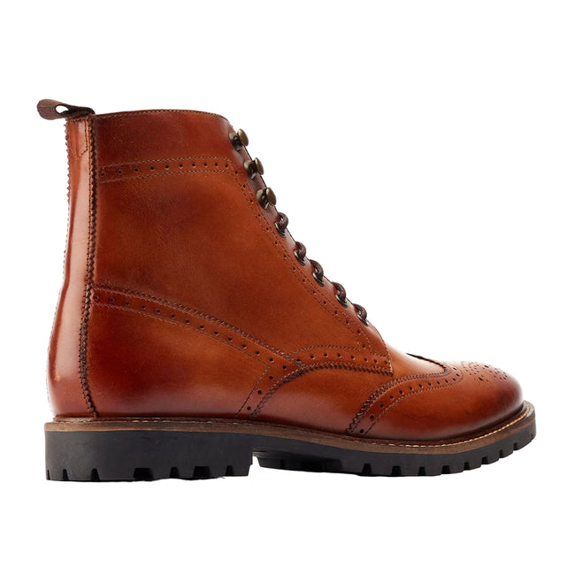 Tan - Back - Base London Mens Boone Leather Boots