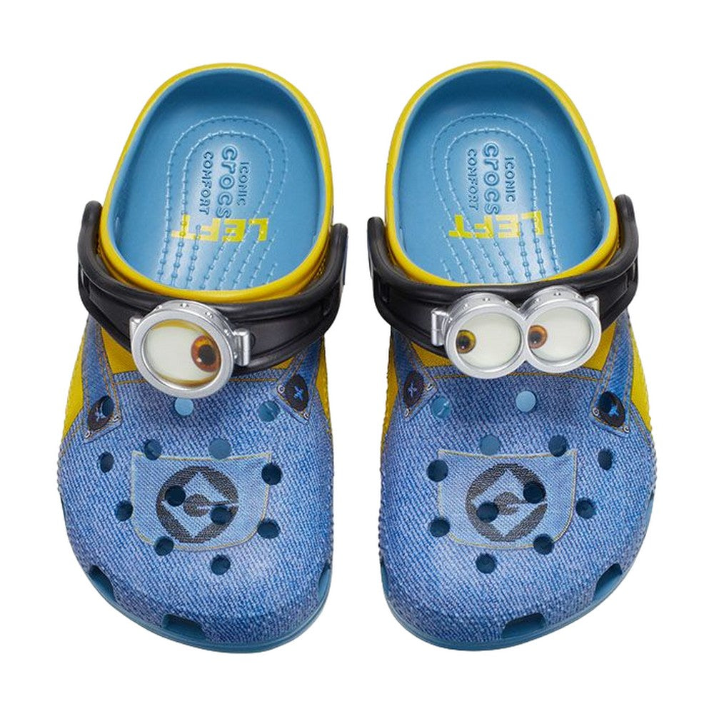 Blue-Yellow - Close up - Crocs Childrens-Kids Classic Despicable Me Clogs