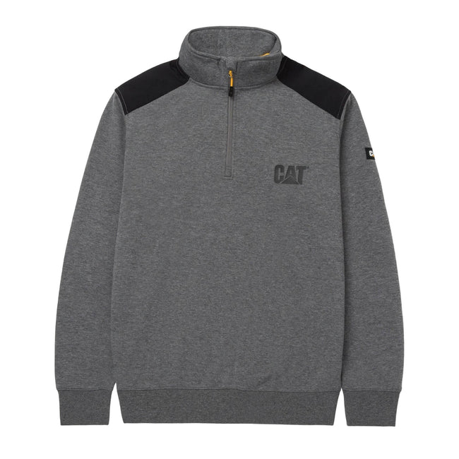 Dark Heather Grey - Front - Caterpillar Unisex Adult Quarter Zip Sweatshirt