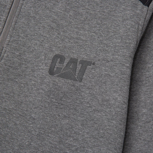 Dark Heather Grey - Side - Caterpillar Unisex Adult Quarter Zip Sweatshirt