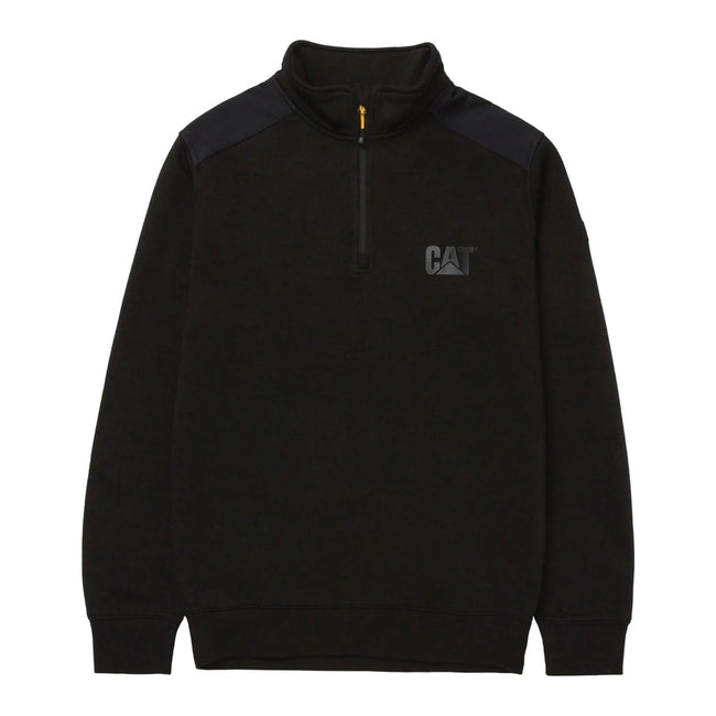 Black - Front - Caterpillar Unisex Adult Quarter Zip Sweatshirt