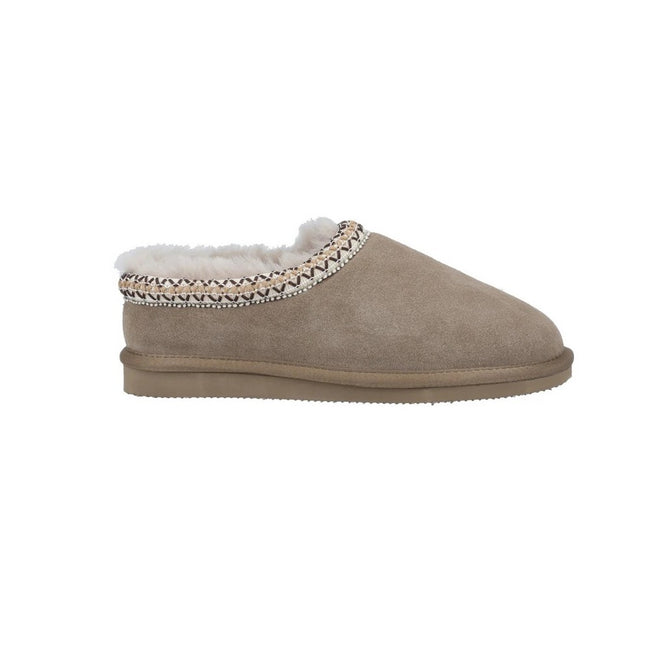 Taupe - Side - Cotswold Womens-Ladies Foxmoor Suede Slippers