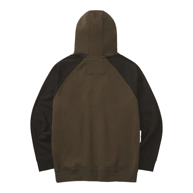 Army Moss-Black - Back - CAT Lifestyle Mens Hooded Raglan Sweatshirt