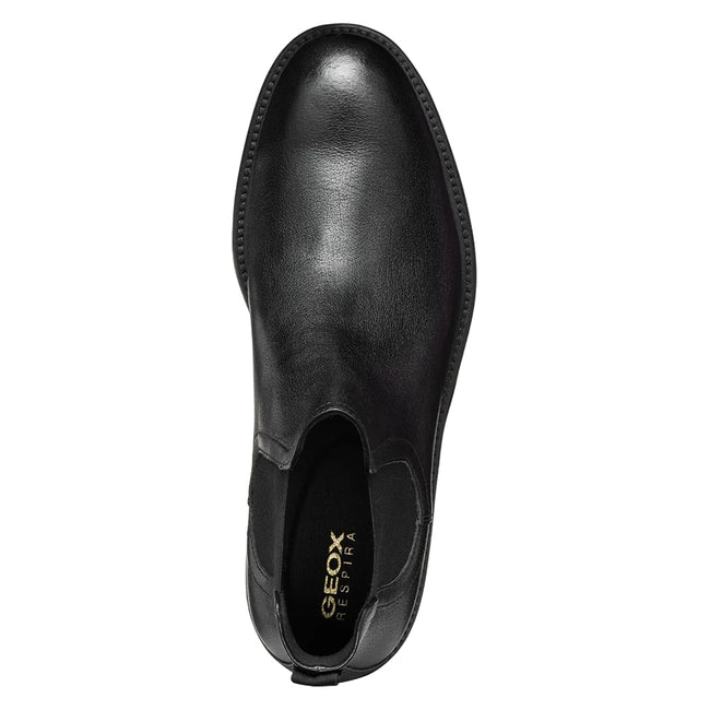Black - Side - Geox Mens Tiberio Leather Ankle Boots