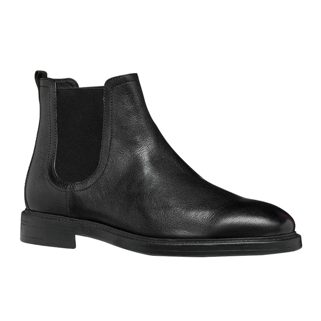 Black - Front - Geox Mens Tiberio Leather Ankle Boots