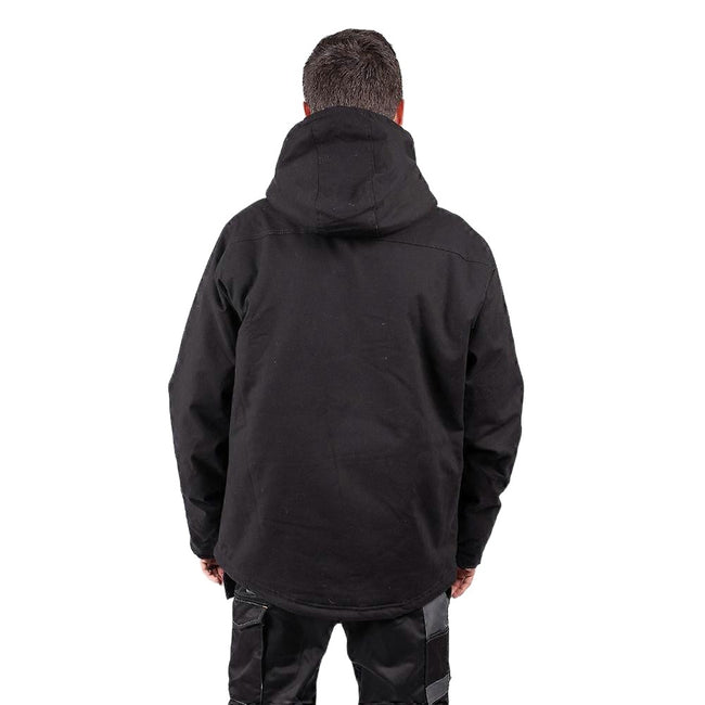 Black - Back - Caterpillar Mens Sherpa Lined Hooded Jacket