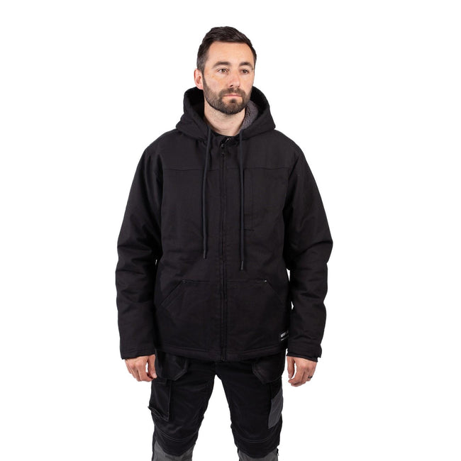 Black - Side - Caterpillar Mens Sherpa Lined Hooded Jacket
