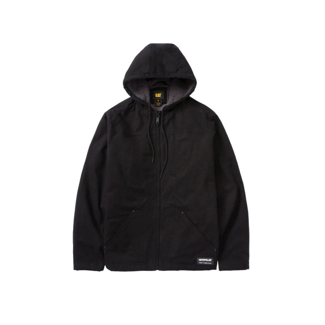 Black - Front - Caterpillar Mens Sherpa Lined Hooded Jacket