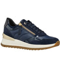 Navy - Front - Geox Womens-Ladies Desya Patent Leather Trainers