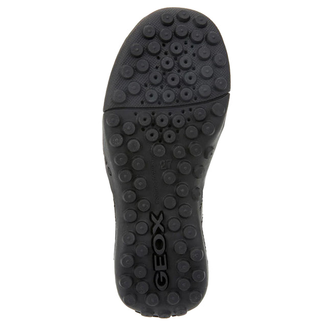 Black - Side - Geox Boys Snake loafer Patent Leather Moccasin School Shoes