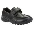 Black - Front - Geox Boys Snake loafer Patent Leather Moccasin School Shoes