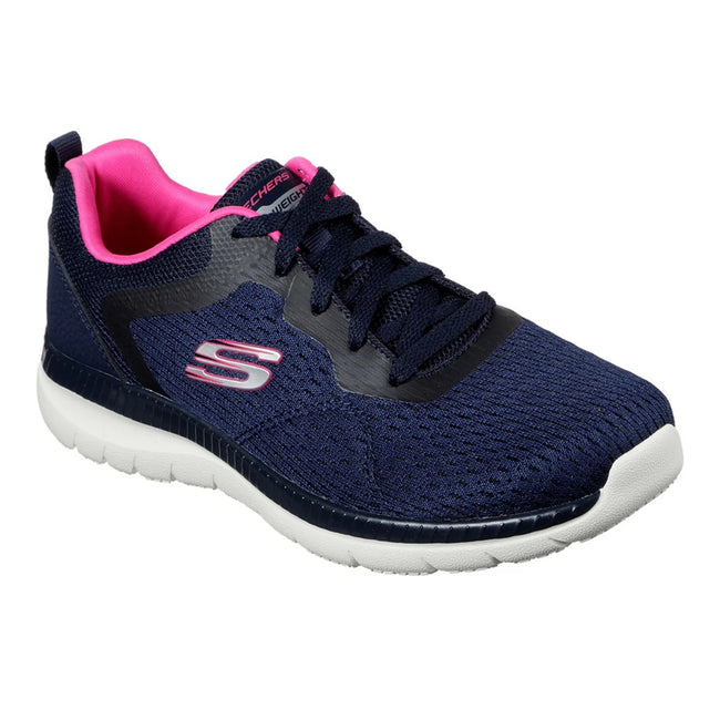 Navy-Hot Pink - Front - Skechers Womens-Ladies Bountiful Quick Path Plain Trainers
