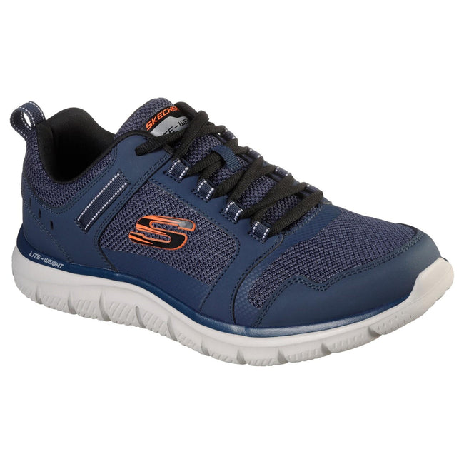 Navy-Orange - Front - Skechers Mens Track Knockhill Action Leather Trainers