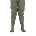 Green - Side - Dikamar Administrator Chest Wader - Mens Boots - Plain Rubber Wellingtons