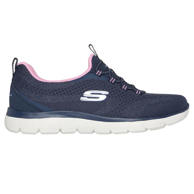 Navy-Pink - Side - Skechers Womens-Ladies Summits New Nature Trainers