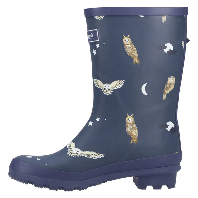 Mid Blue - Lifestyle - Cotswold Womens-Ladies Woodland Owl Mid Cut Wellington Boots
