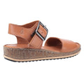 Tan - Back - Hush Puppies Womens-Ladies Ellie Leather Wide Sandals