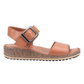 Tan - Side - Hush Puppies Womens-Ladies Ellie Leather Wide Sandals