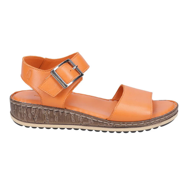 Orange - Side - Hush Puppies Womens-Ladies Ellie Leather Wedge Sandals