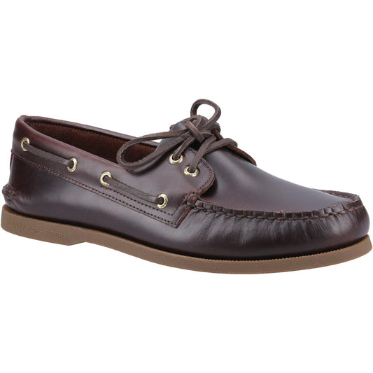 Amaretto - Front - Sperry Mens Authentic Original Leather 2 Eyelet Boat Shoes