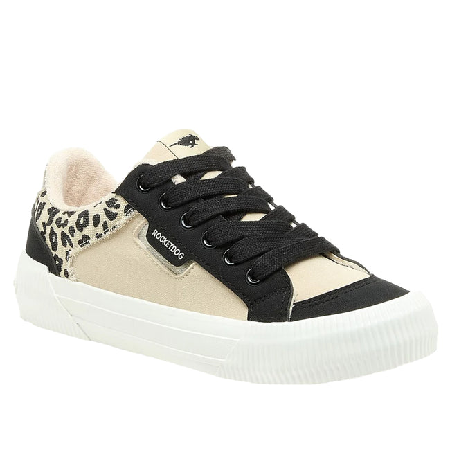 Black-Natural - Side - Rocket Dog Womens-Ladies Cheery Colour Block Faux Suede Trainers