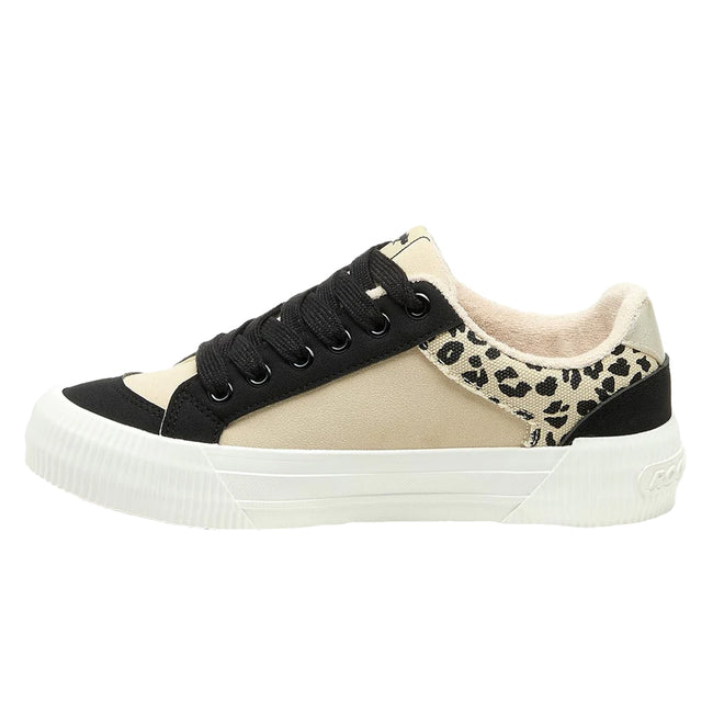 Black-Natural - Back - Rocket Dog Womens-Ladies Cheery Colour Block Faux Suede Trainers