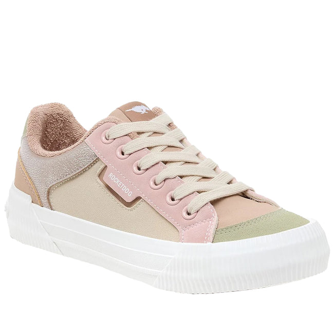 Taupe - Front - Rocket Dog Womens-Ladies Cheery Colour Block Trainers