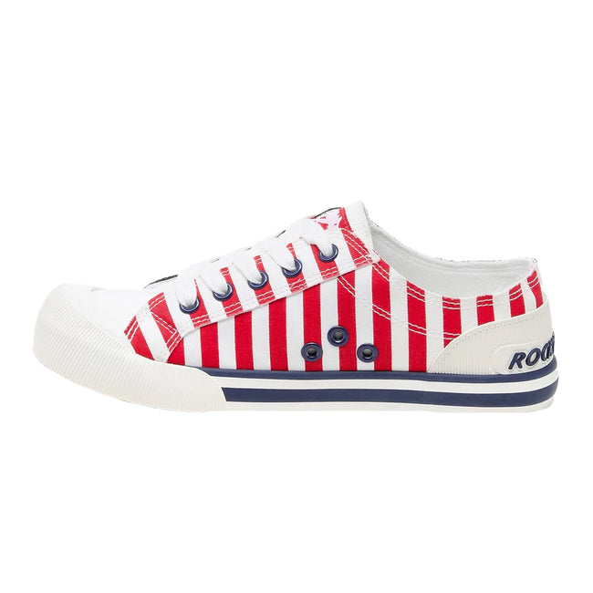 Red-White-Navy - Back - Rocket Dog Womens-Ladies Jazzin Spangle Trainers