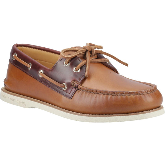 Tan-Brown - Front - Sperry Mens Authentic Gold Cup Leather Boat Shoes