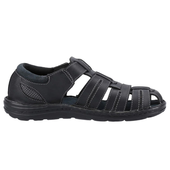 Black - Lifestyle - Hush Puppies Mens Albert Fisherman Leather Sandals