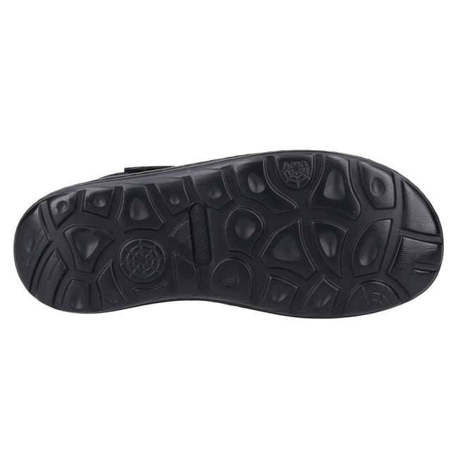 Black - Pack Shot - Hush Puppies Mens Albert Fisherman Leather Sandals