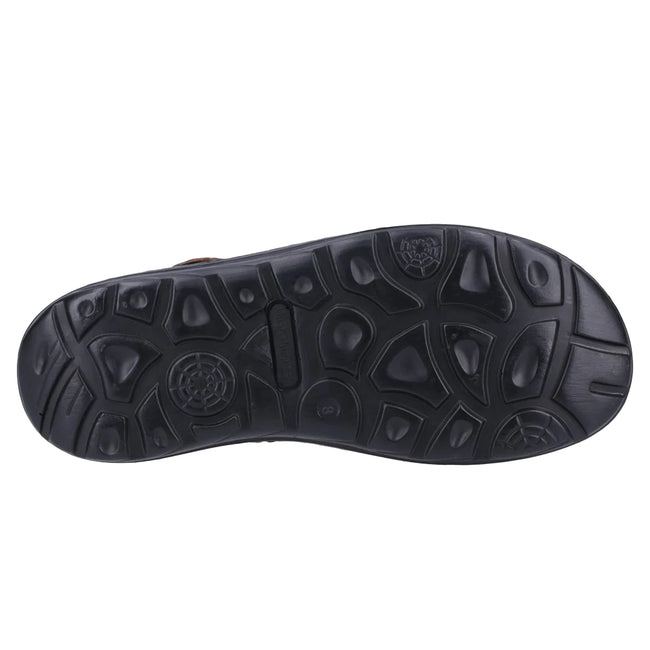 Tan - Pack Shot - Hush Puppies Mens Albert Fisherman Leather Sandals