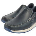 Navy - Side - POD Mens Sean Italian Leather Boat Shoes