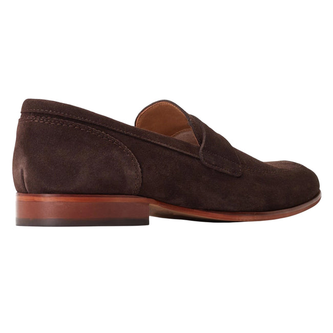Burnt Brown - Back - Base London Mens Bruno Leather Penny Loafers