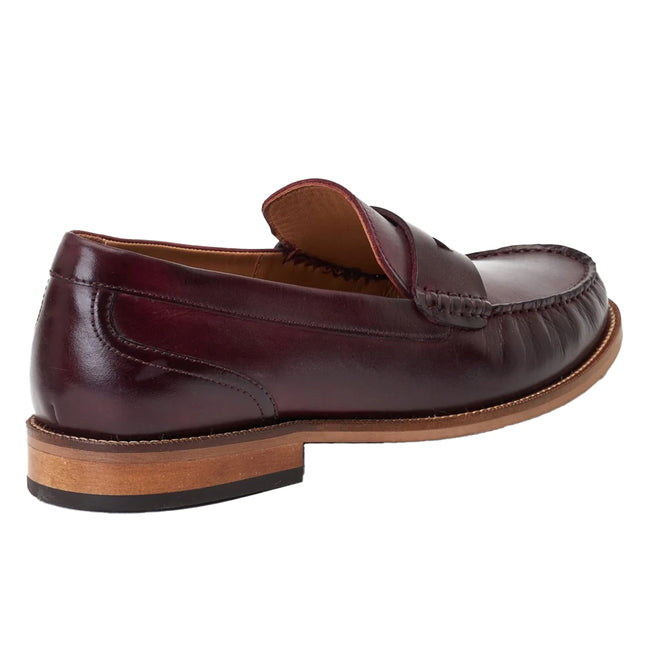 Bordo - Back - Base London Mens Garfield Leather Penny Loafers