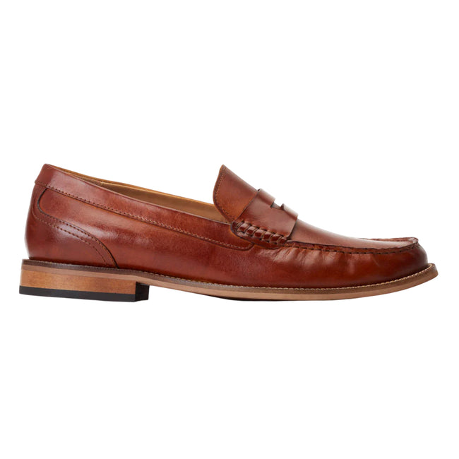 Burnt Tan - Side - Base London Mens Garfield Leather Penny Loafers