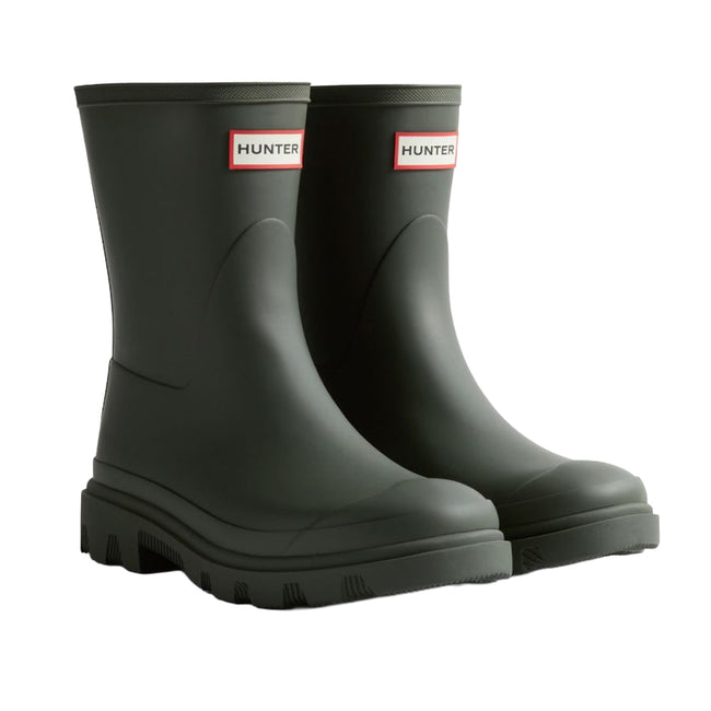 Dark Olive - Front - Hunter Mens Downpour Short Wellington Boots