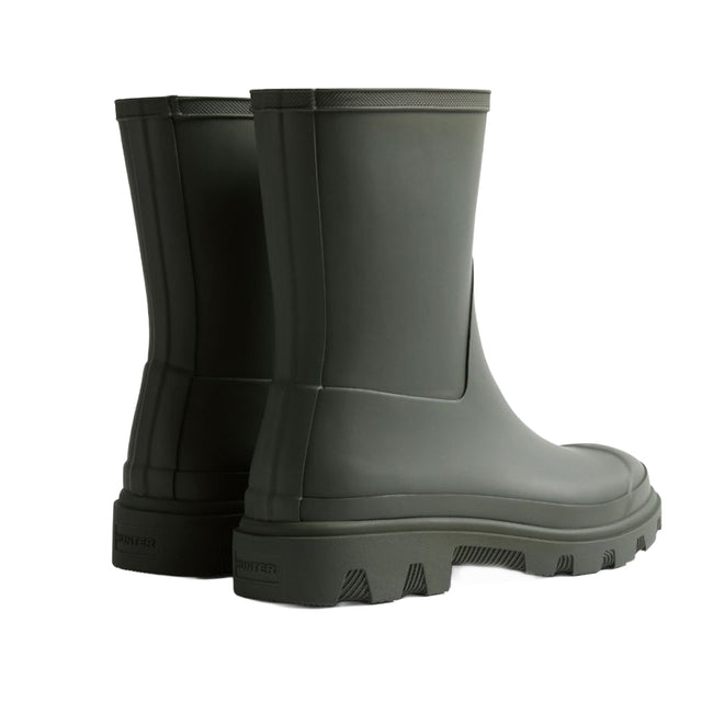 Dark Olive - Back - Hunter Mens Downpour Short Wellington Boots