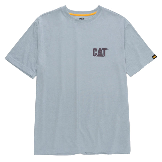 Blue Fog Heather - Front - Caterpillar Mens Trademark T-Shirt