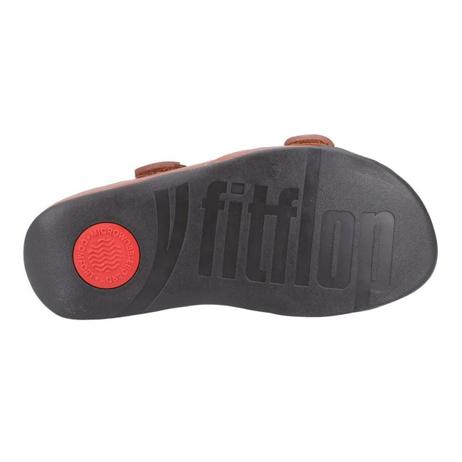 Dark Tan - Side - FitFlop Mens Gogh Moc Leather Sliders