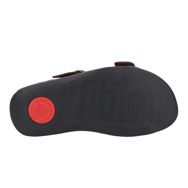 Chocolate Brown - Side - FitFlop Mens Gogh Moc Leather Sliders