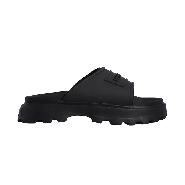 Black - Back - Hunter Unisex Adult Stacked Moulded Footbed Sliders
